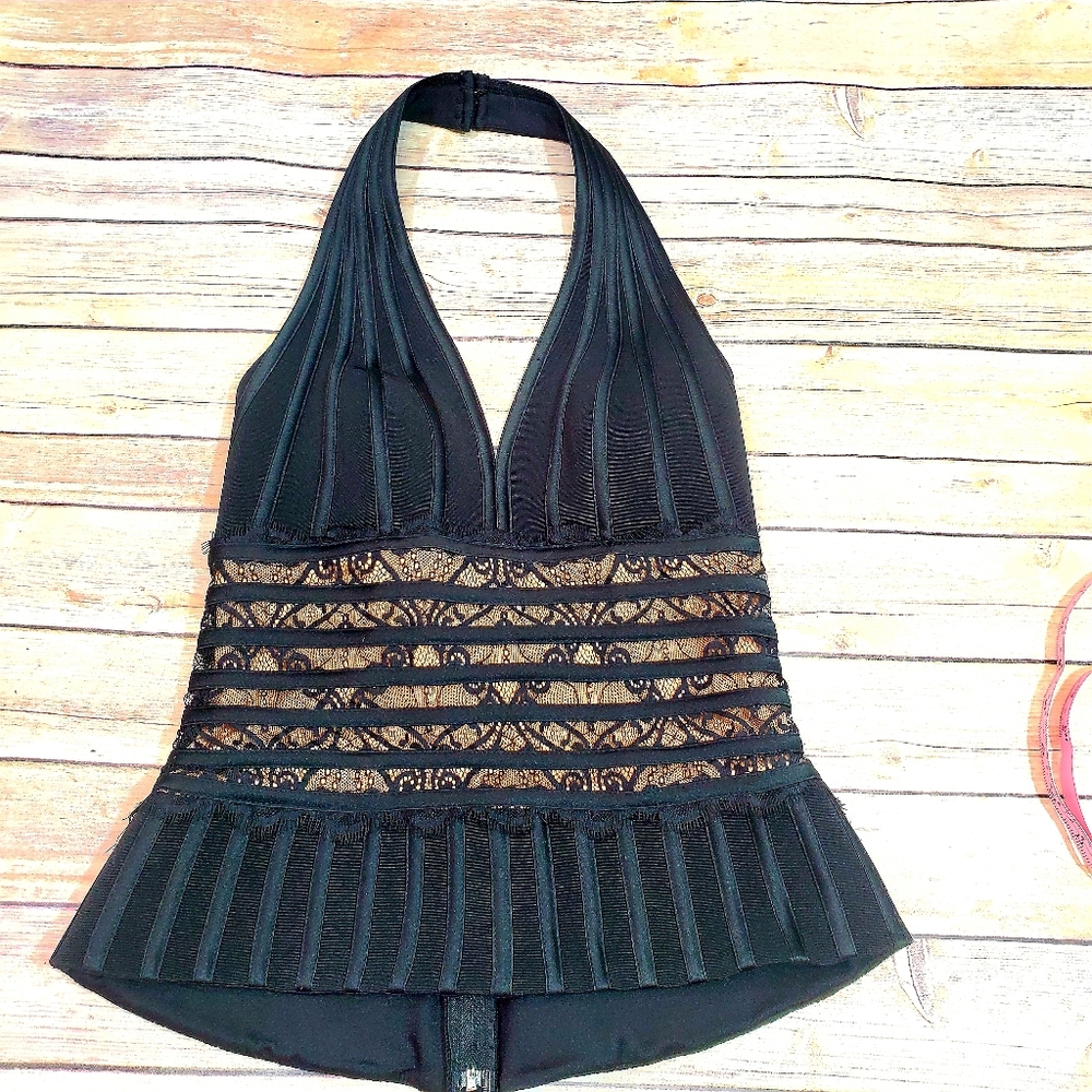 JS COLLECTIONS OVER THE NECK STRAP BLACK LACE